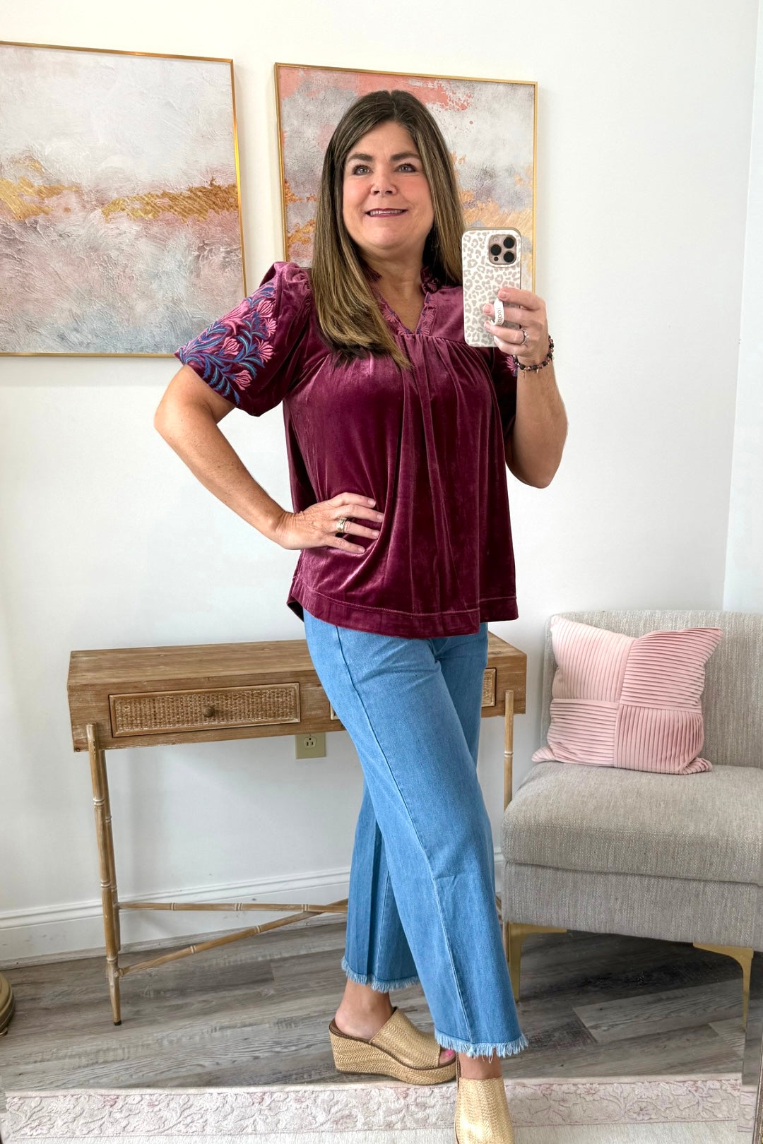 Plum Petals Velvet Top