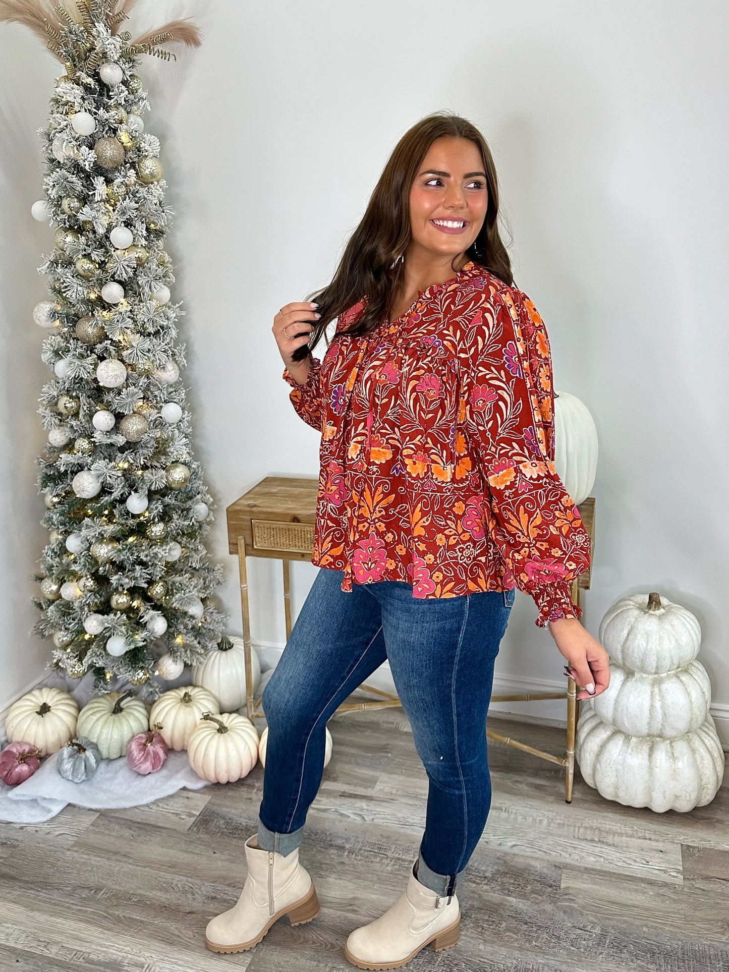Fall Floral Ruffled Top **Final Sale**