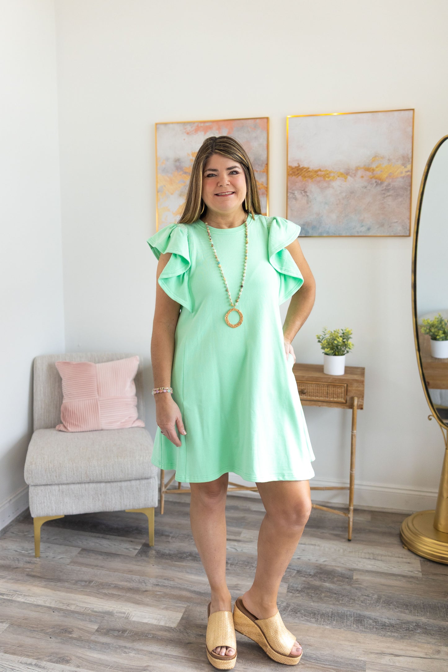Mint Fresh Ruffle Terry Dress