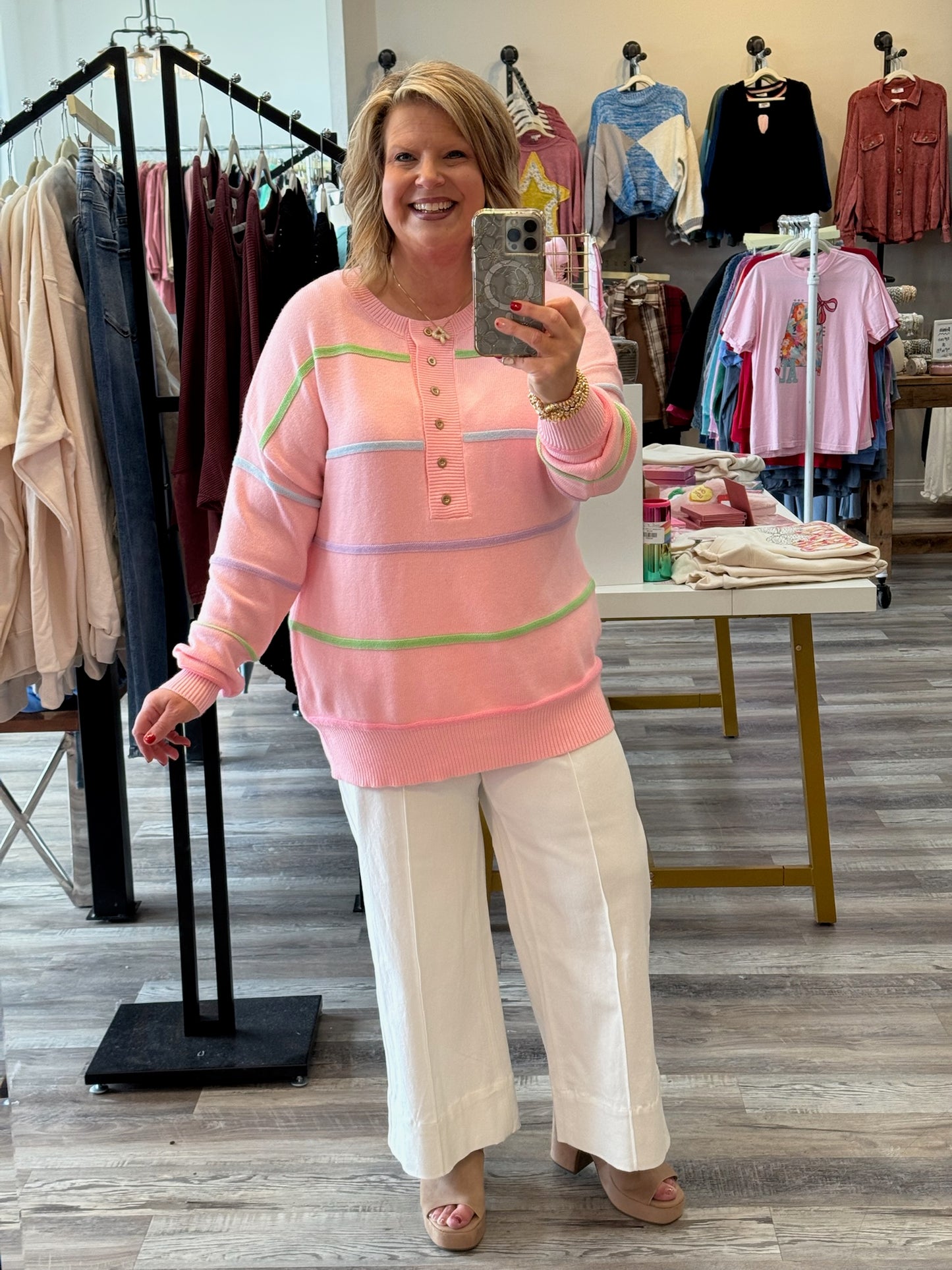Sassy Stripe Pastel Sweater- FINAL SALE