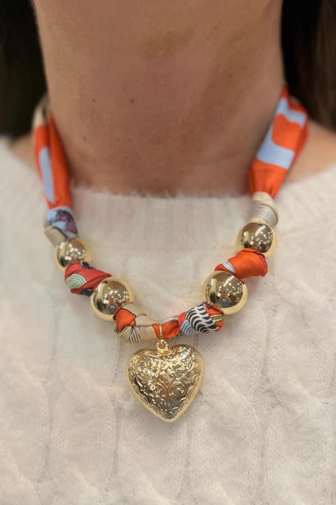 Orange Crush Scarf Necklace