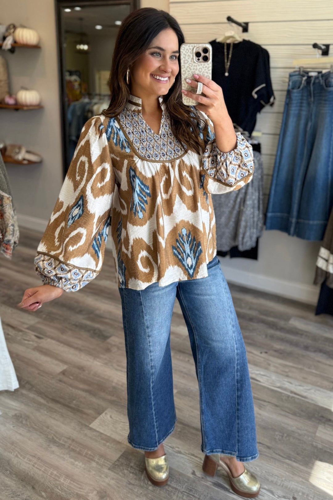 Golden Sky Abstract Top