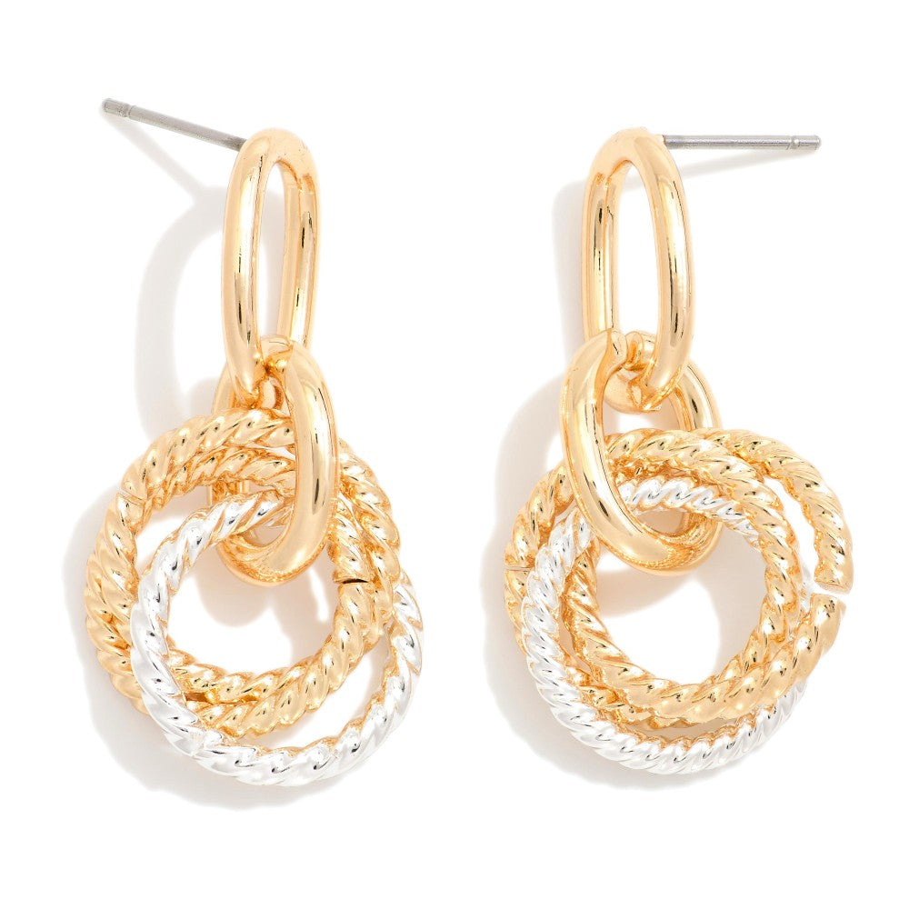 Golden Twist Drop Earrings