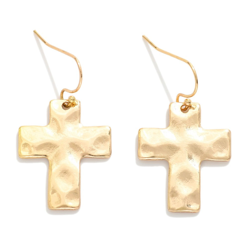 Hammered Cross Earrings