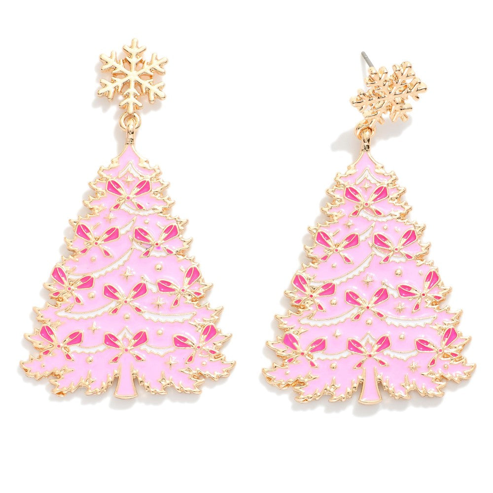 Pretty In Pink Tree Earrings