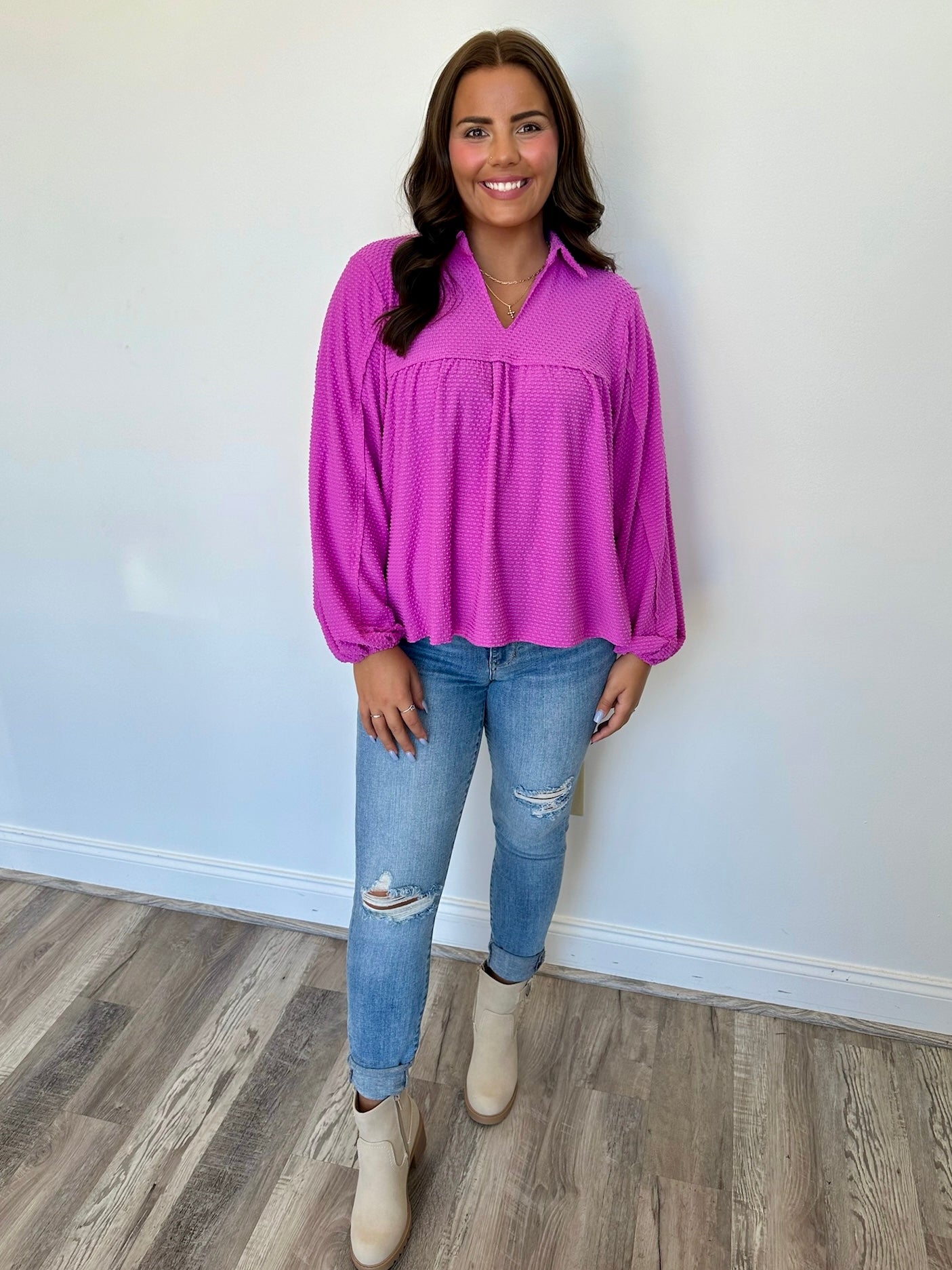 Dotted Sass Top **Final Sale**