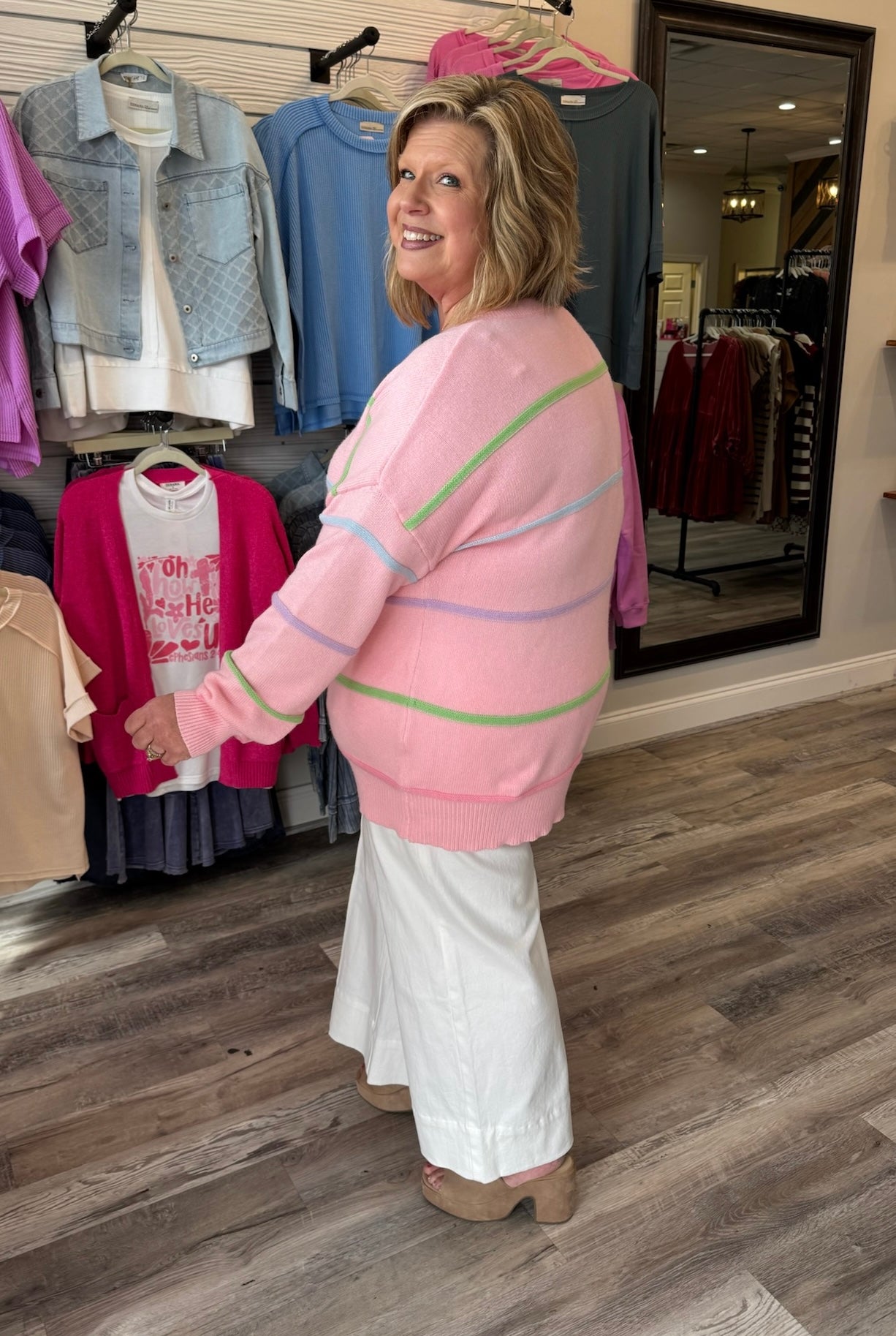 Sassy Stripe Pastel Sweater- FINAL SALE