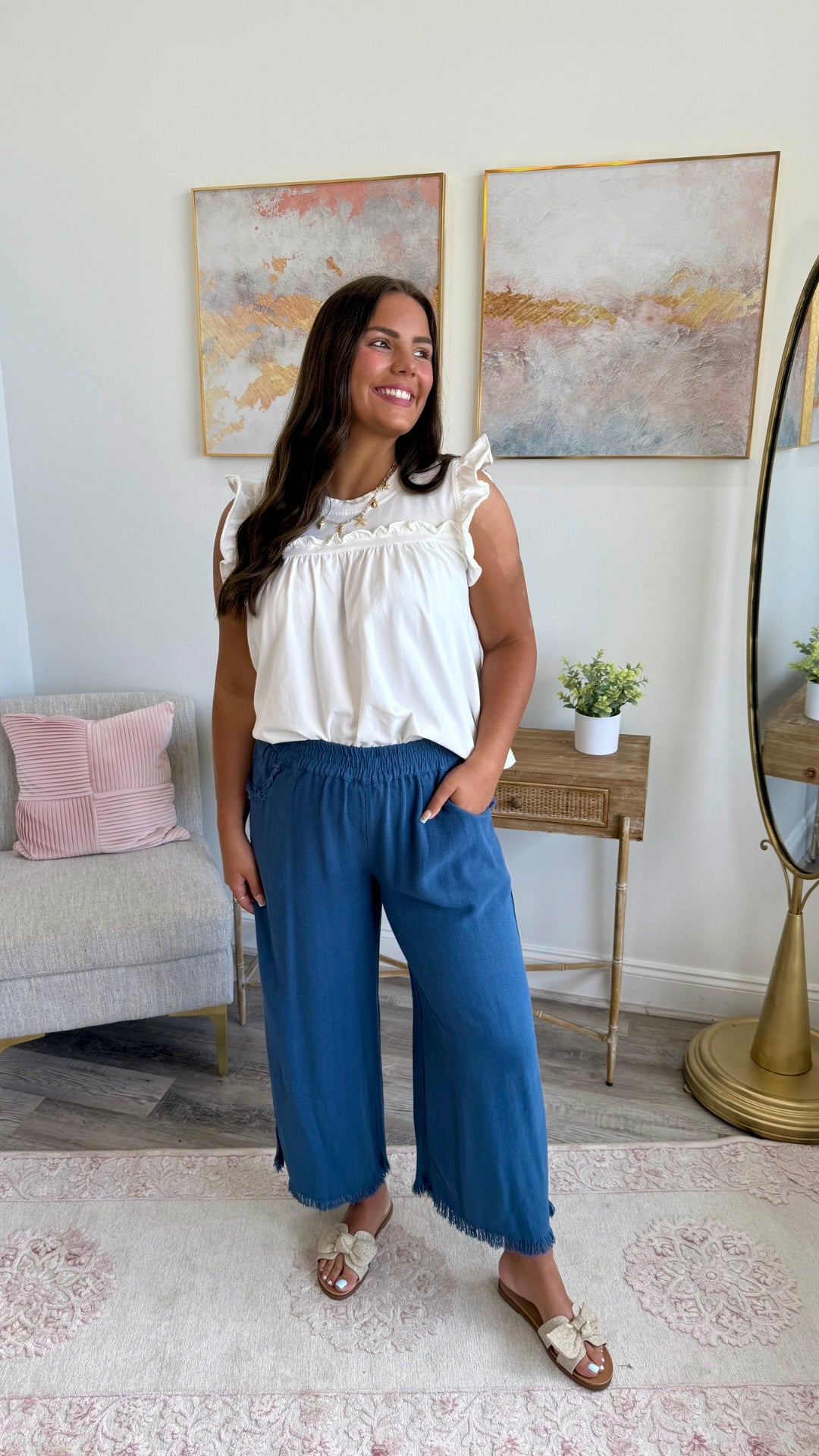 Summer Slate Linen Pants - Curvy