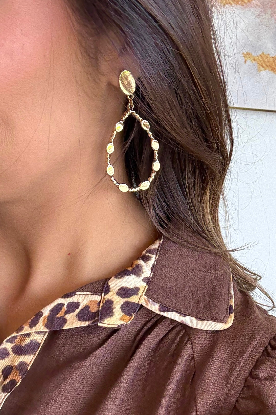 Oval Stationed Teardrop Earrings