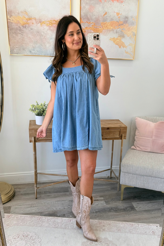Frills & Flounce Denim Dress