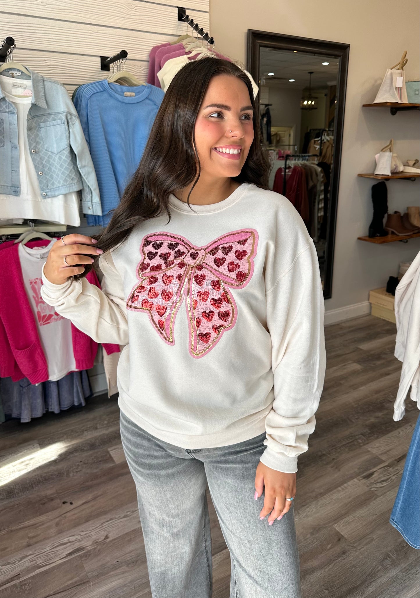 Snazzy Bow Patch Sweatshirt **Final Sale**