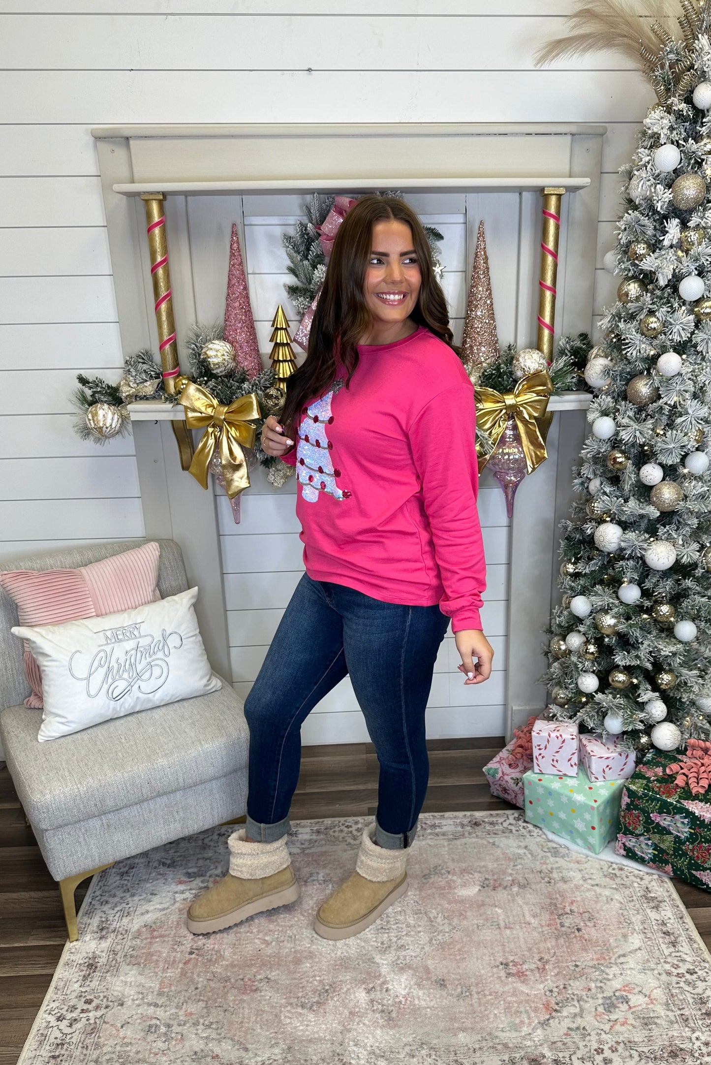 O Christmas Tree Sequin Top **Final Sale**
