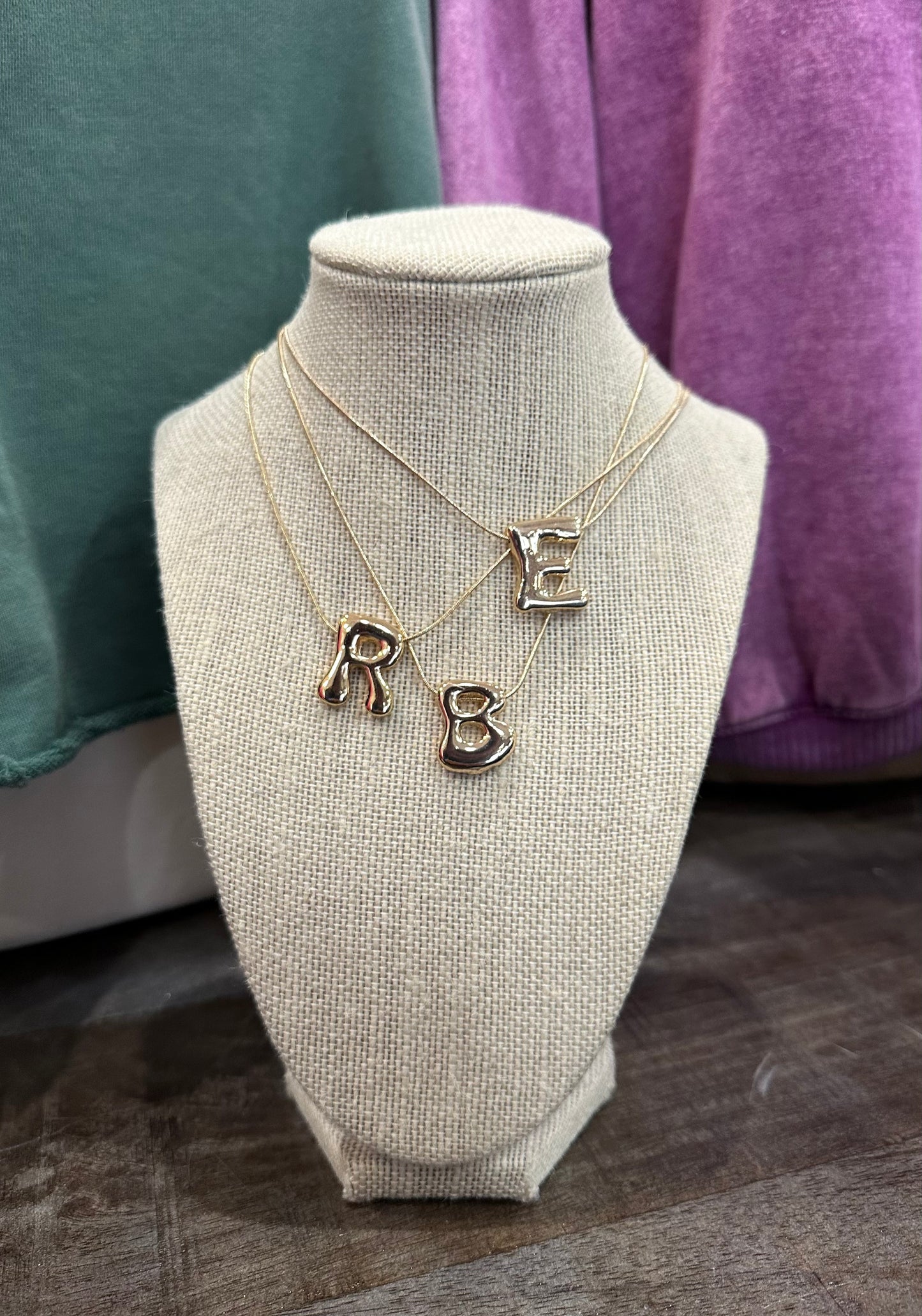 Retro Bubble Initial Necklace  **Final Sale**