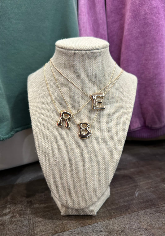 Retro Bubble Initial Necklace  **Final Sale**
