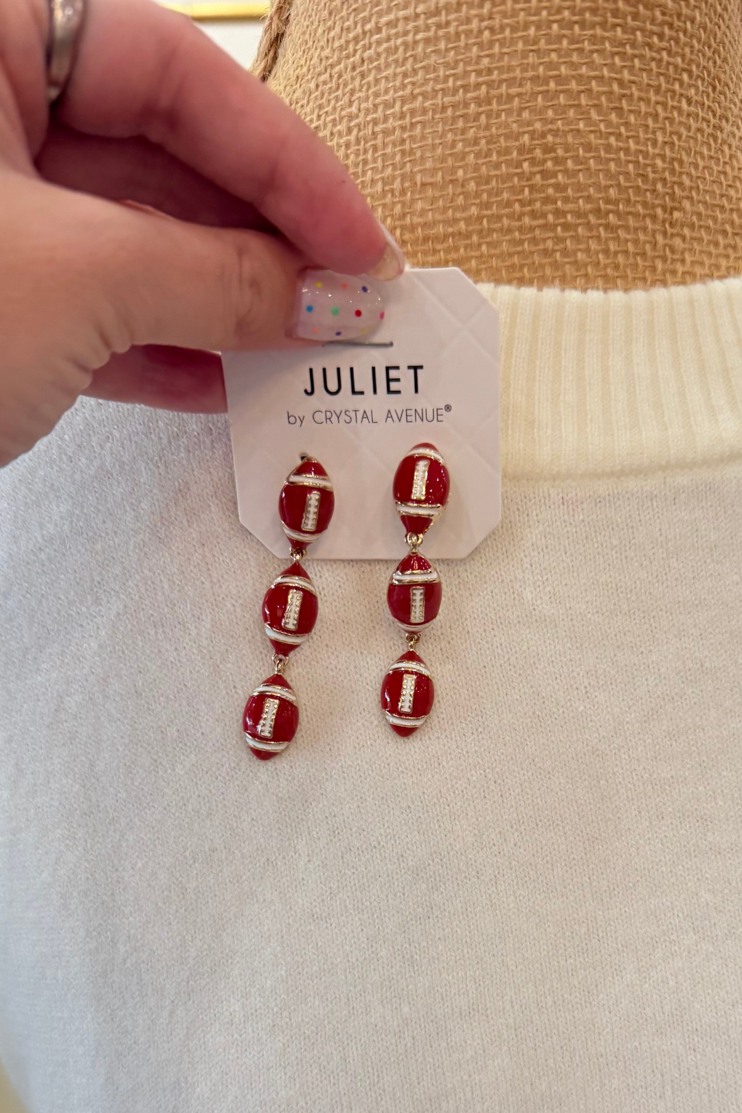 Crimson Spirit Football Earrings