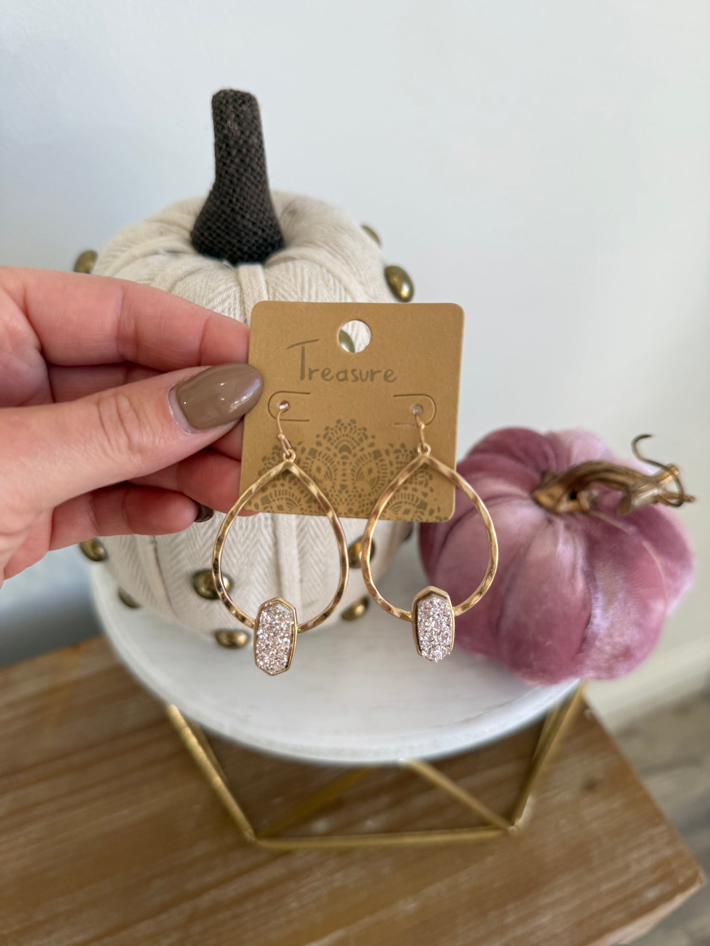 Shimmer Stone Hoops