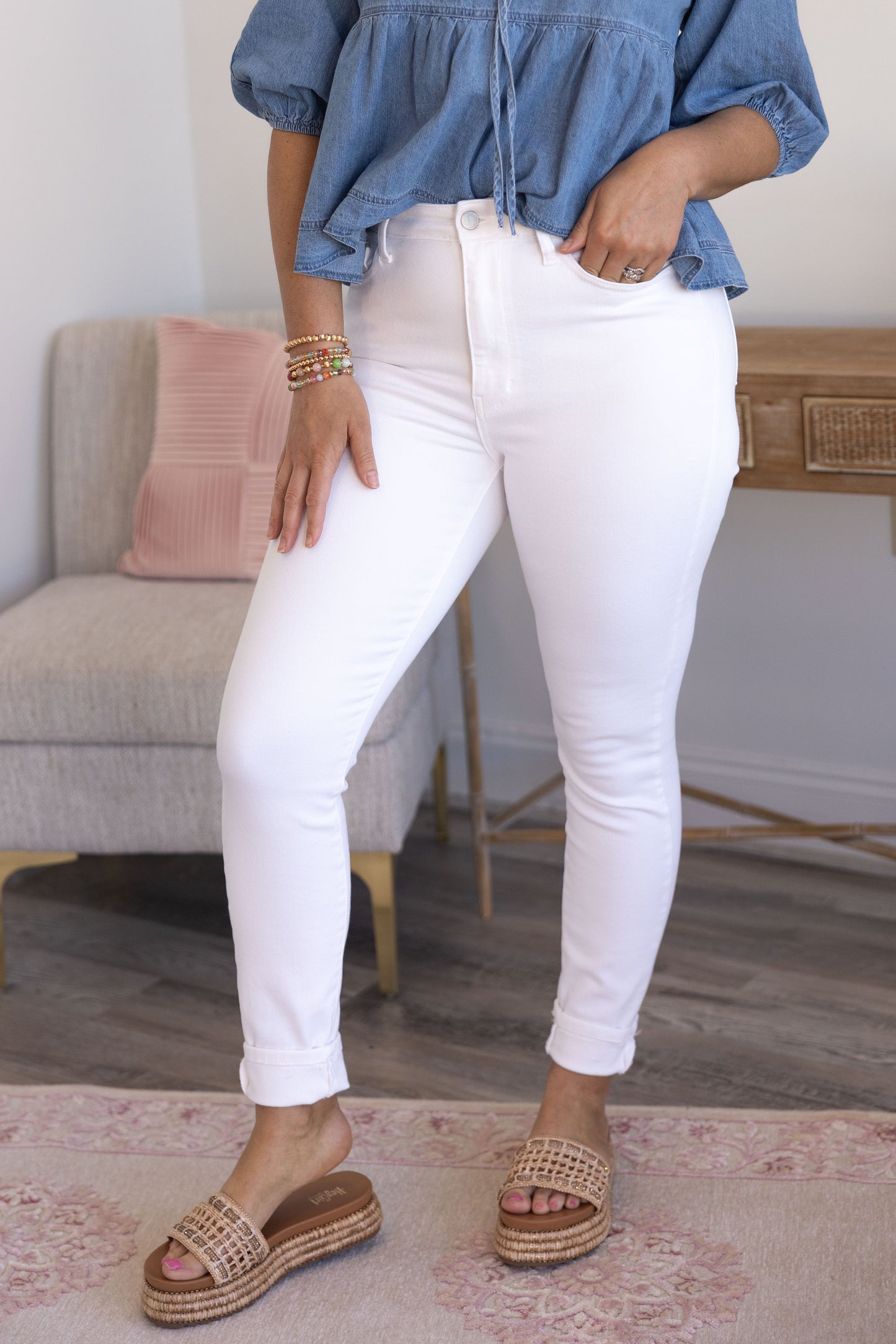 Judy Blue White Allure Skinny Jeans  **Final Sale**