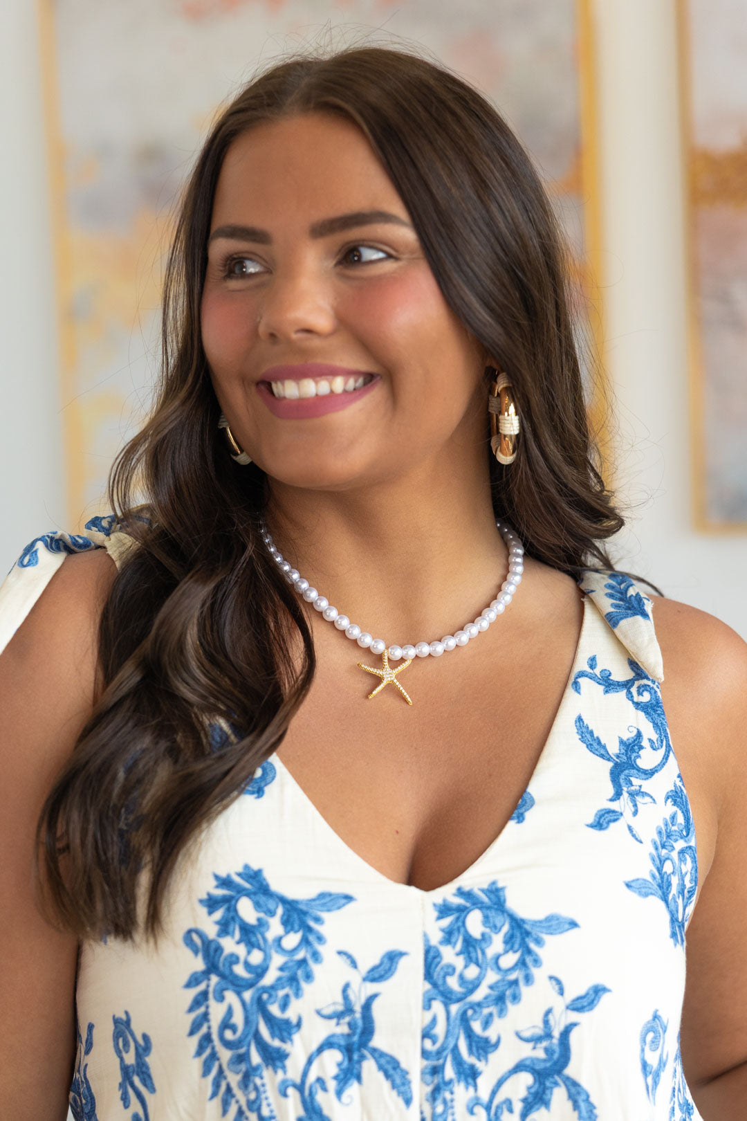 Starfish Glam Pearl Necklace