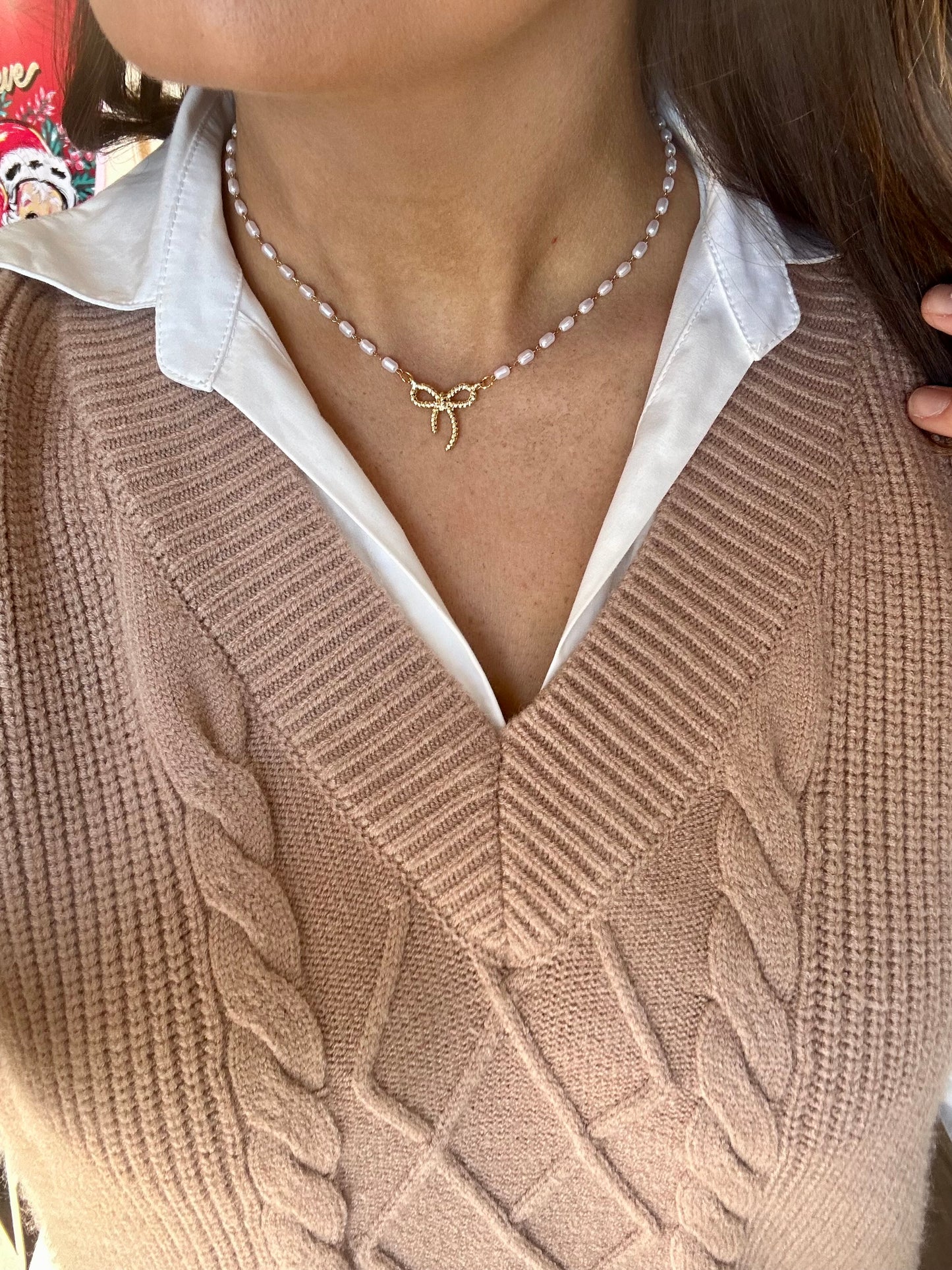 Pearl & Bow Pendant necklace