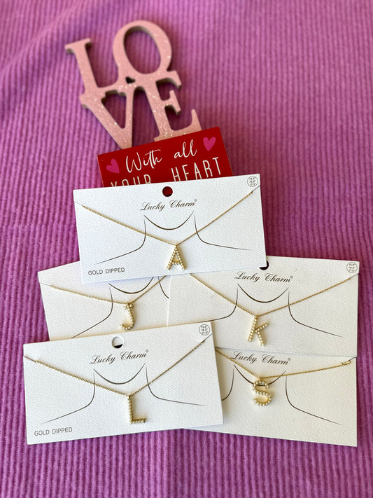 Pearl Embellished Initial Necklace  **Final Sale**