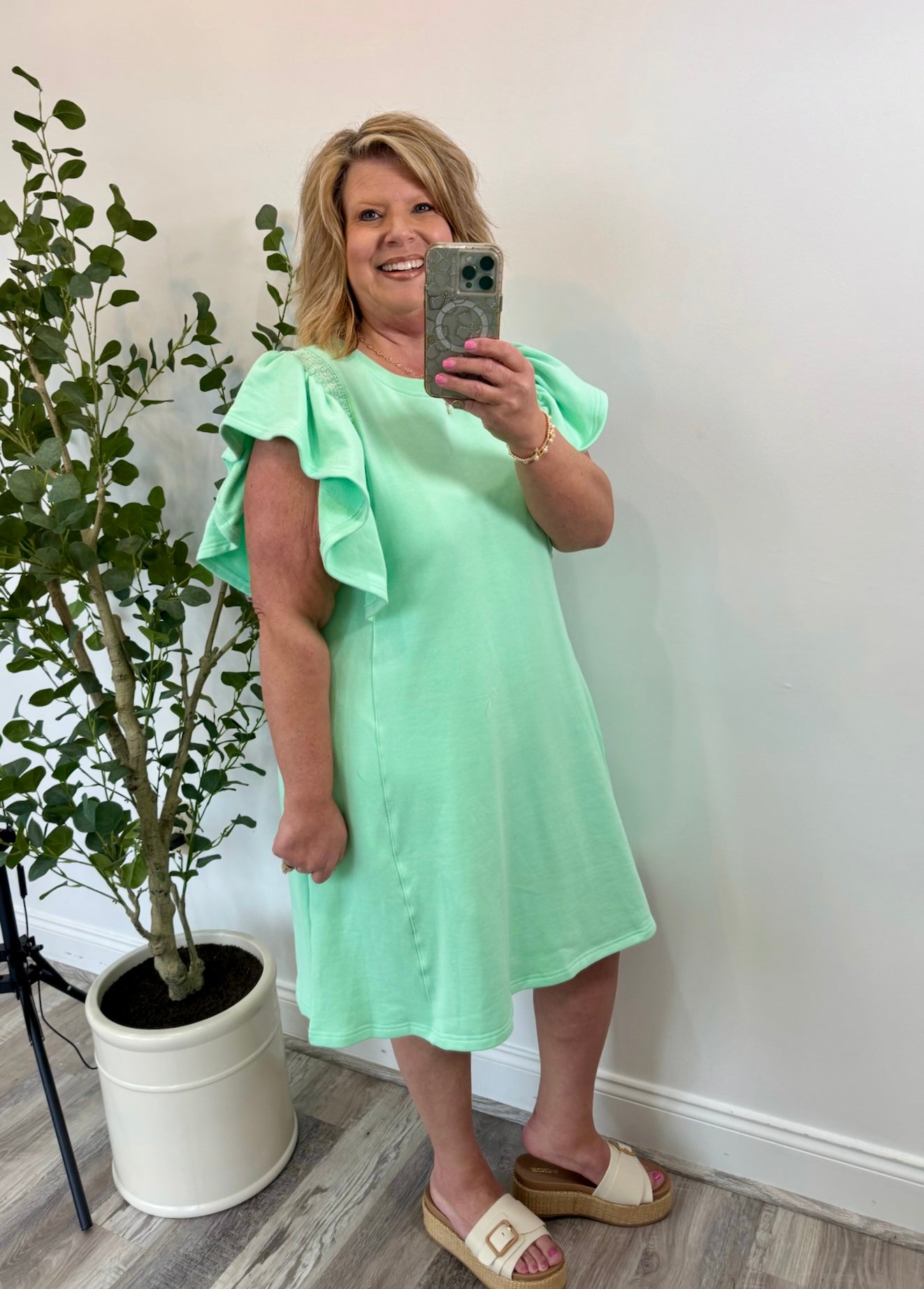 Mint Fresh Ruffle Terry Dress