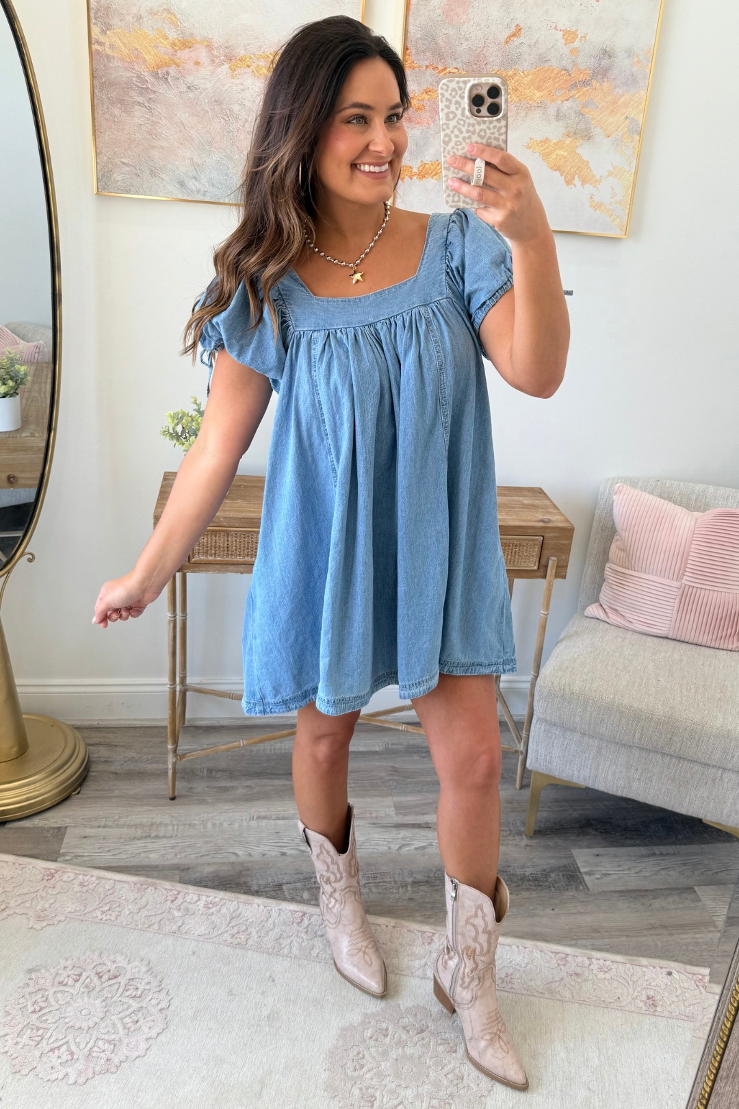 Frills & Flounce Denim Dress