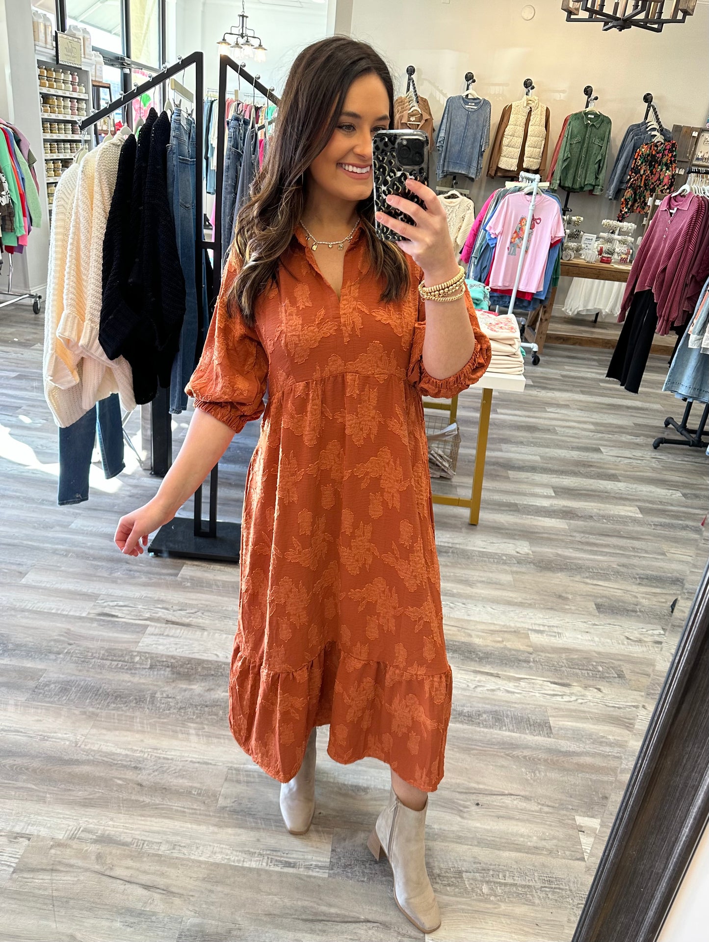 Tuscan Sunsets Midi Dress- FINAL SALE