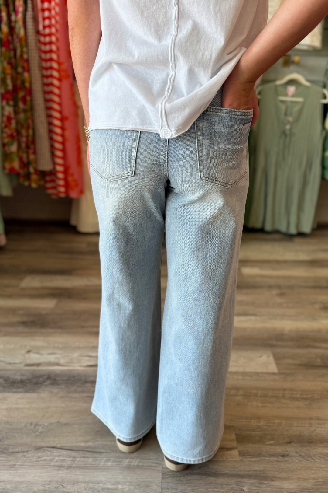 Judy Blue Petite Tummy Control Retro Wide Jeans