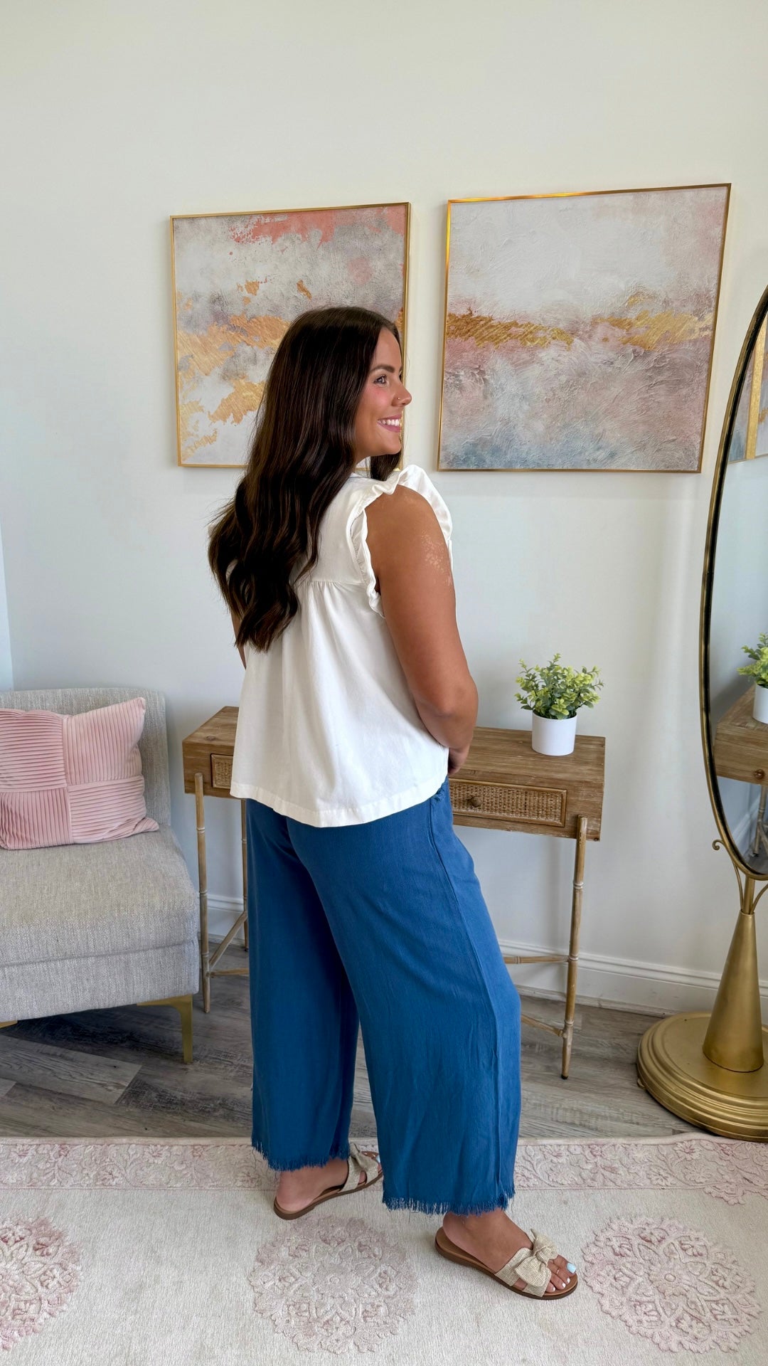 Summer Slate Linen Pants - Curvy