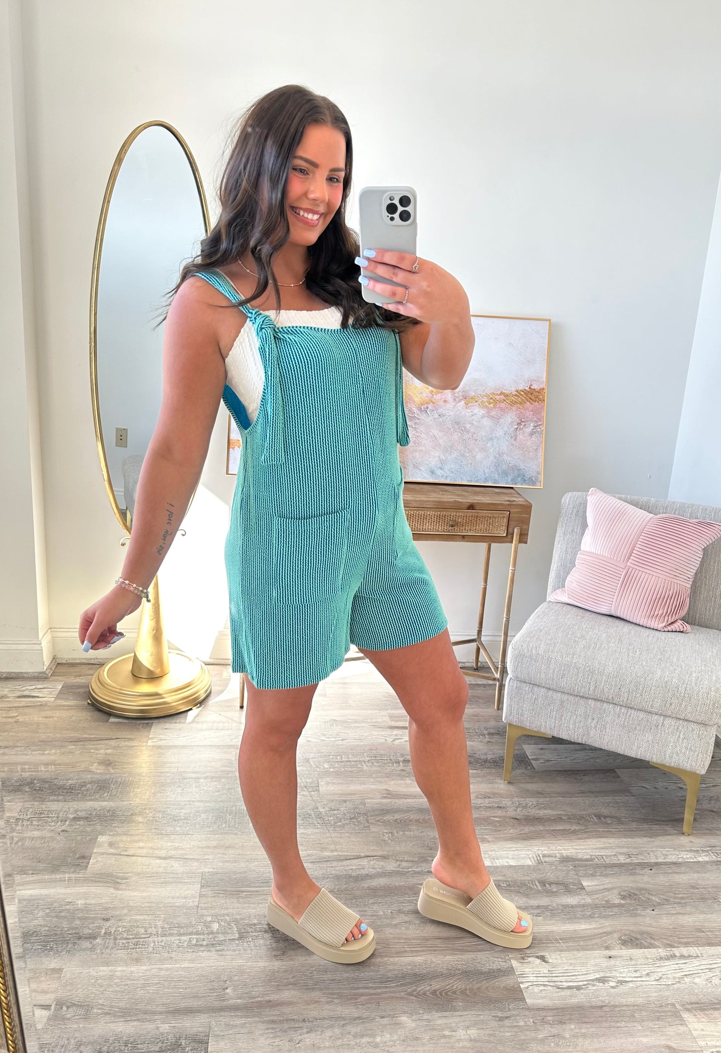 Teal Tied Up Romper