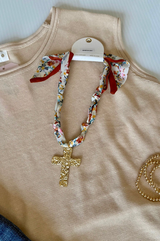 Crossed Paths Scarf Necklace