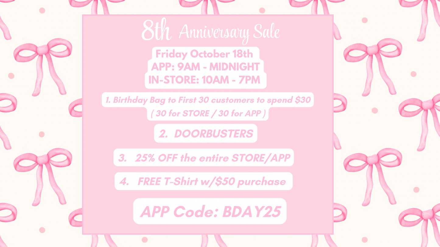 8th Anniversary SALE Details