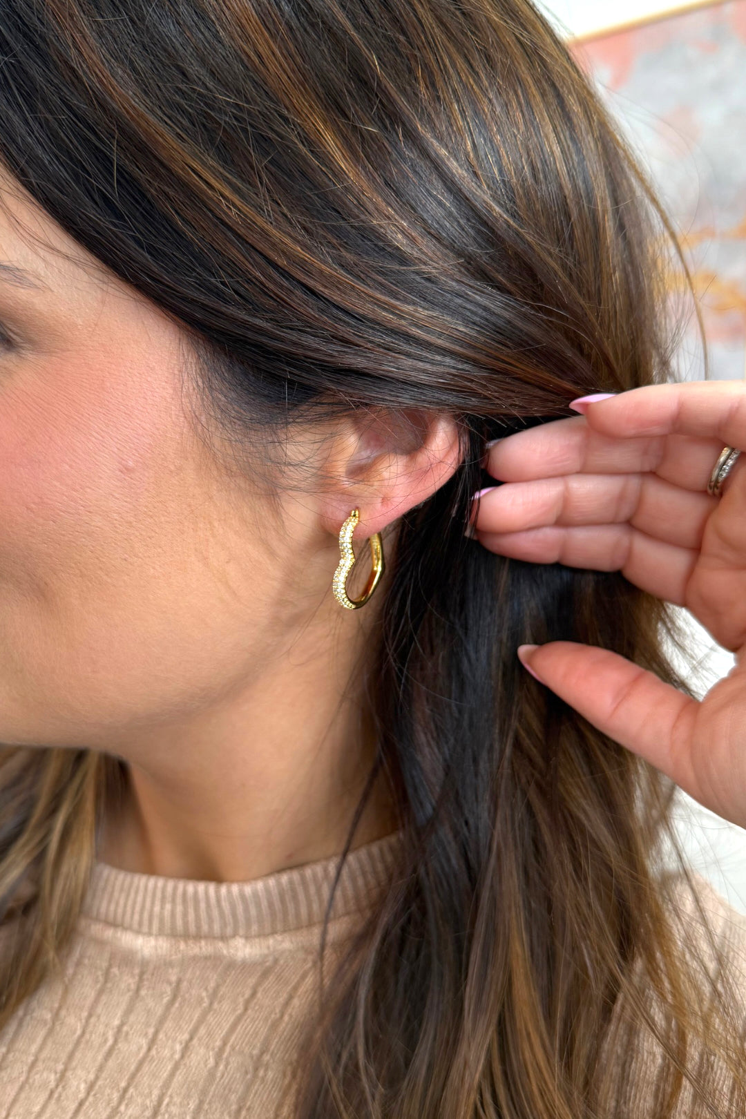 Gold Heart Hoop Earrings