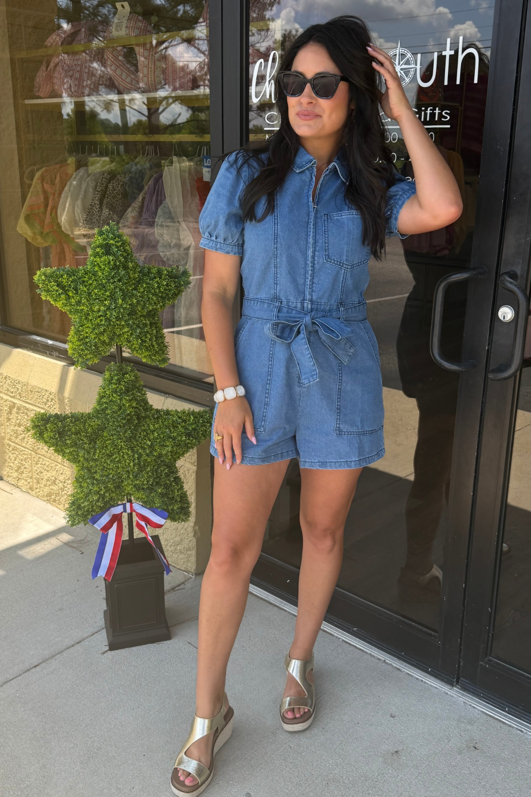 City Stroll Denim Romper