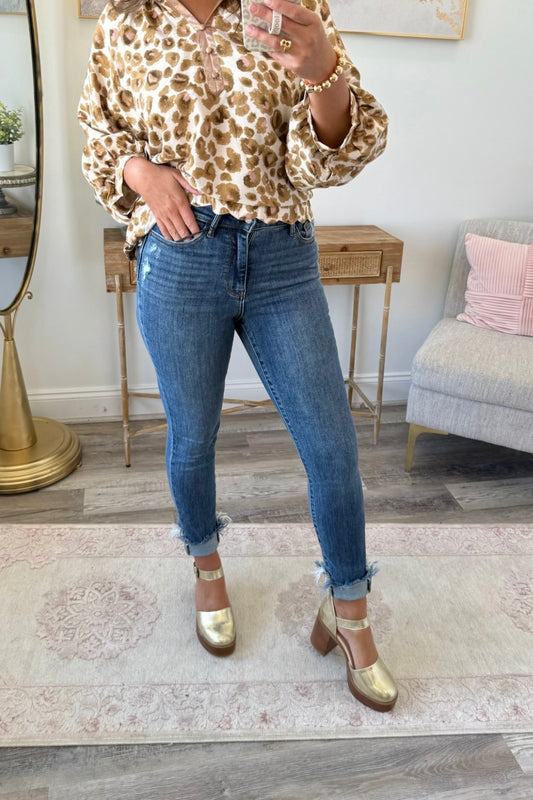 Judy Blue Shredded Edge Skinny Jeans