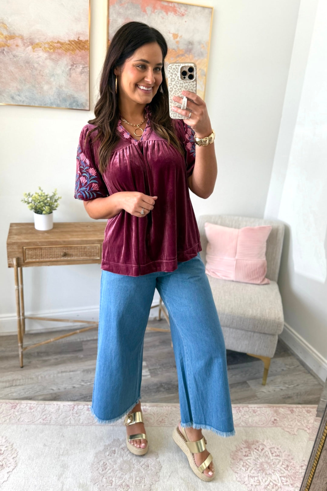 Plum Petals Velvet Top