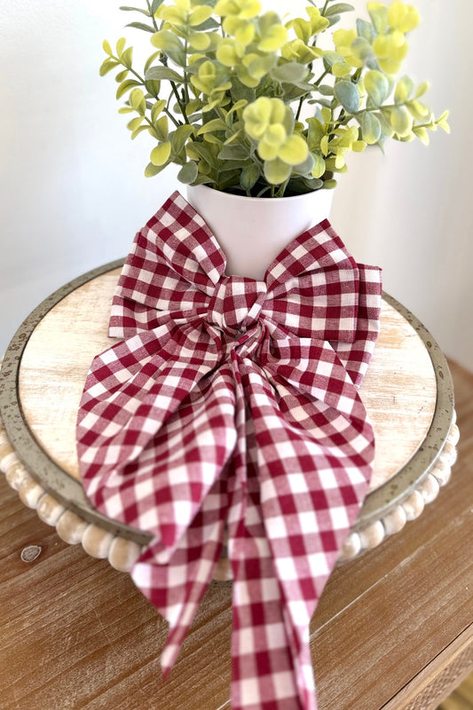Checkered Plaid Game Day Hair Bow  **Final Sale**