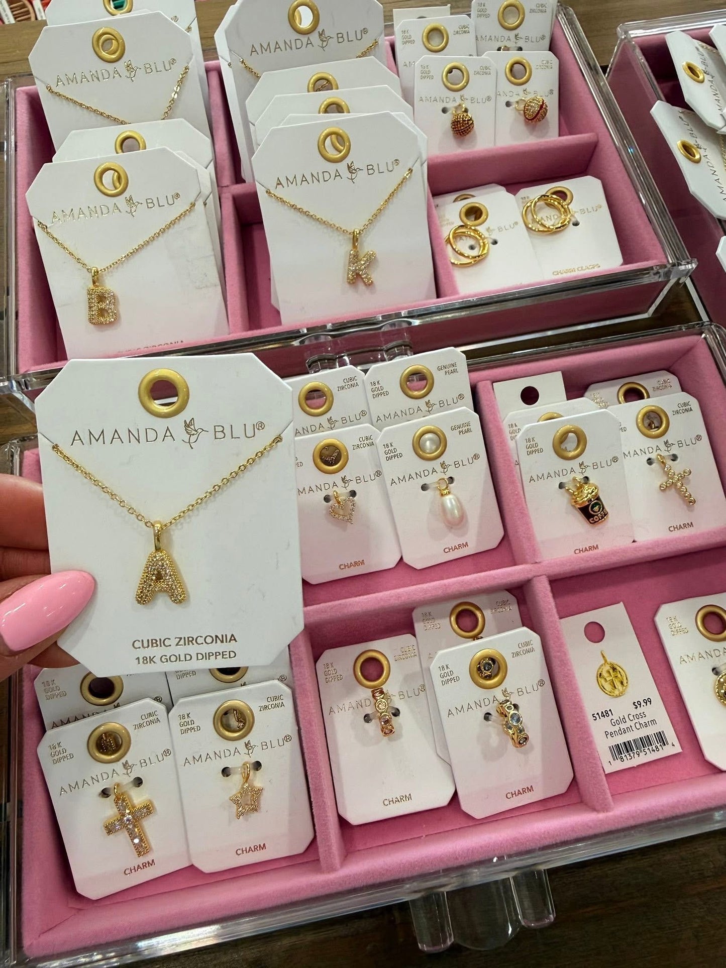 Gold CZ Large Initial Necklace