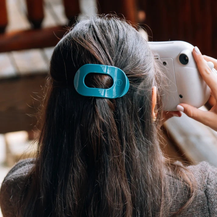 Teleties Teal With It Flat Round Hair Clip