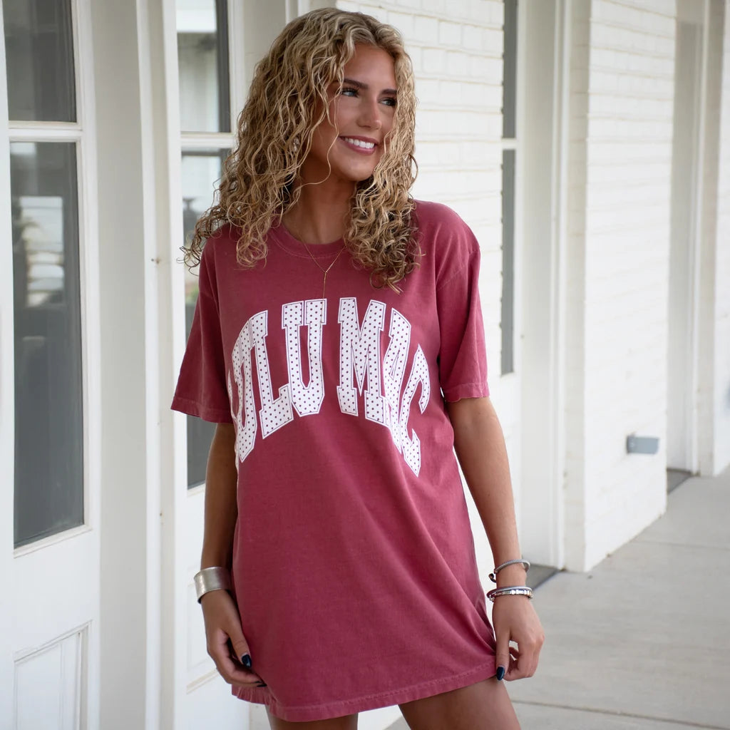 Lulu Mac Crimson Polka Dot Tee