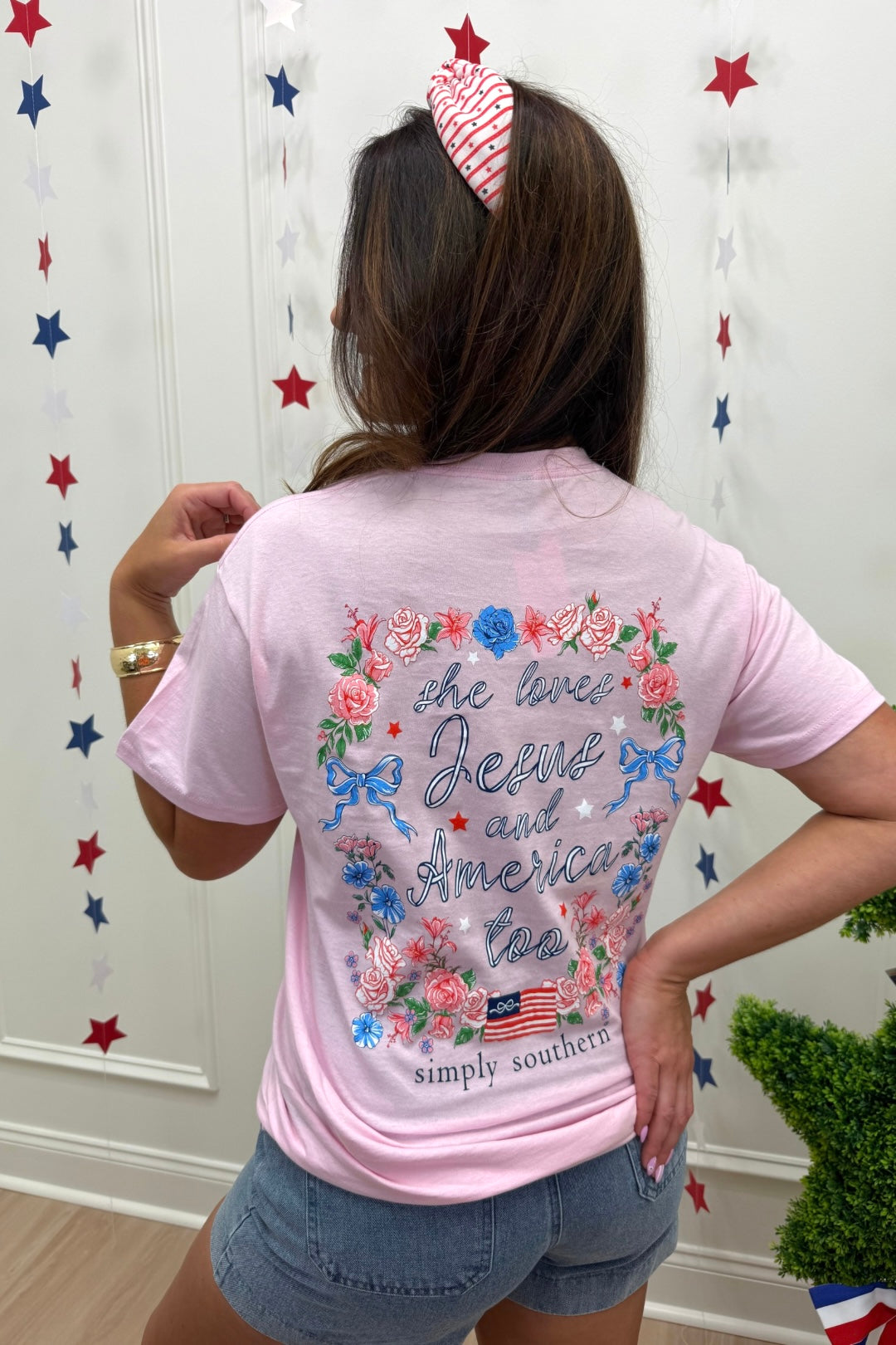Simply Southern She Loves Jesus & America Too Tee