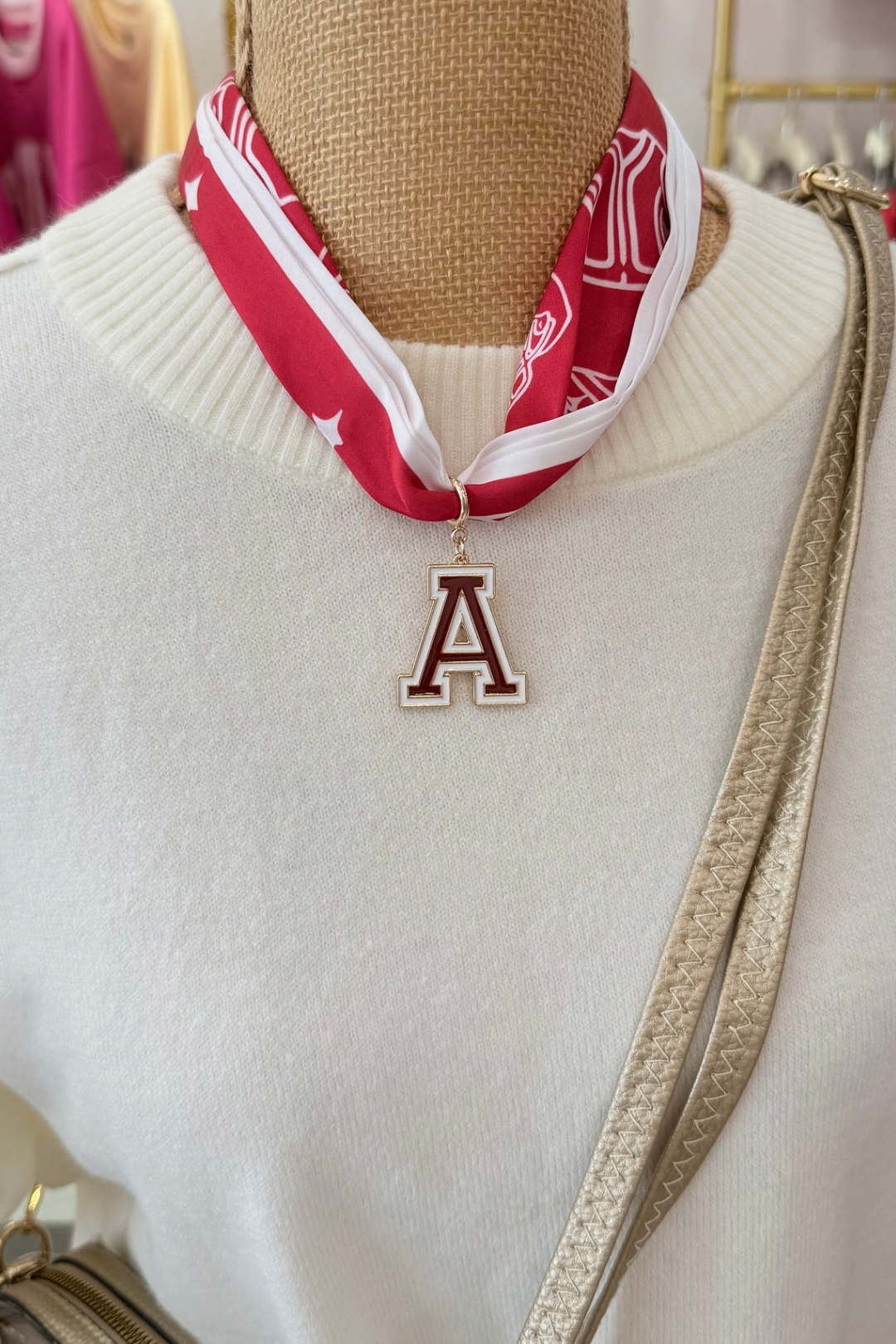 Crimson Charm Scarf Necklace