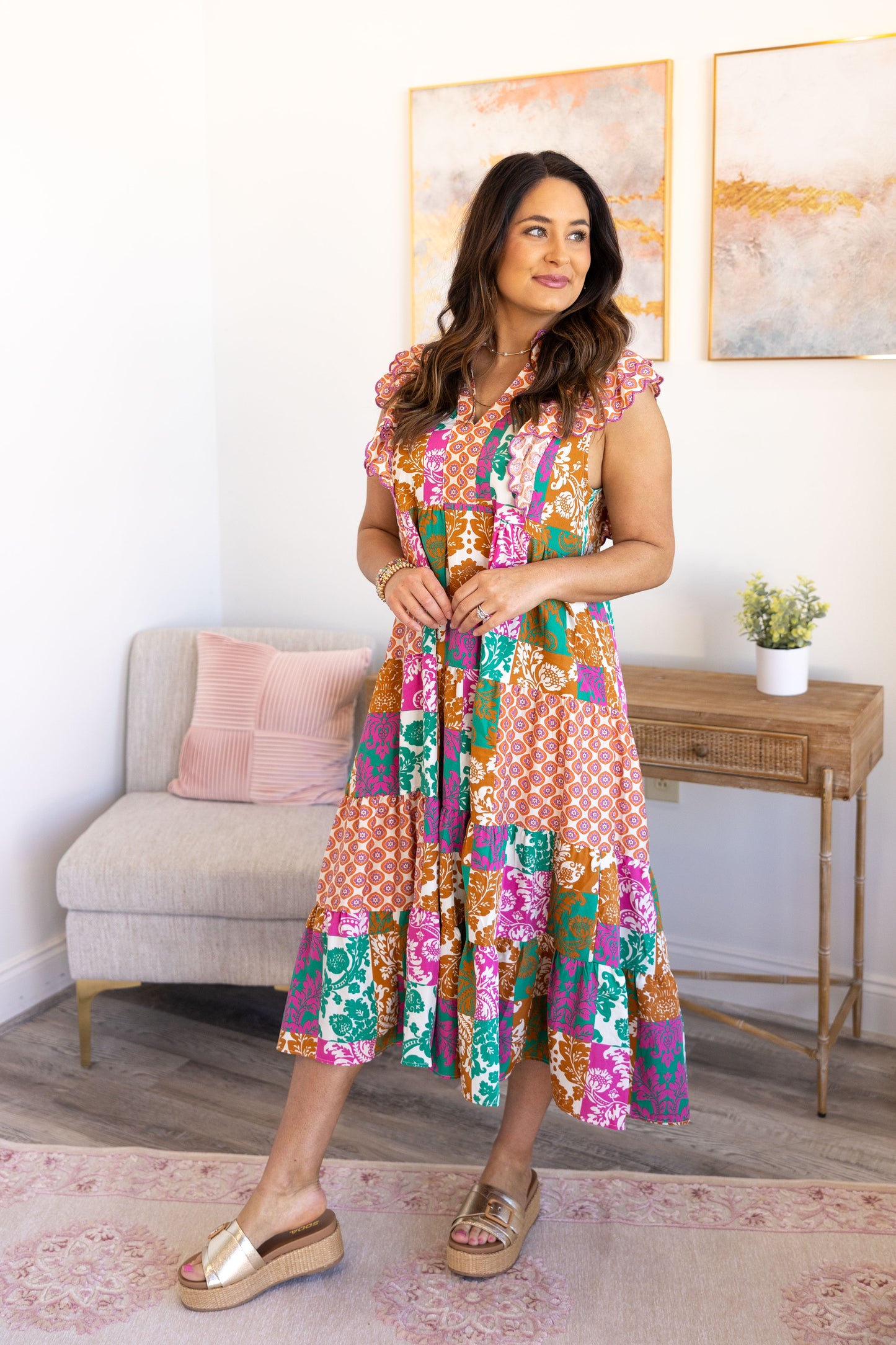 Boho Bloom Midi Dress