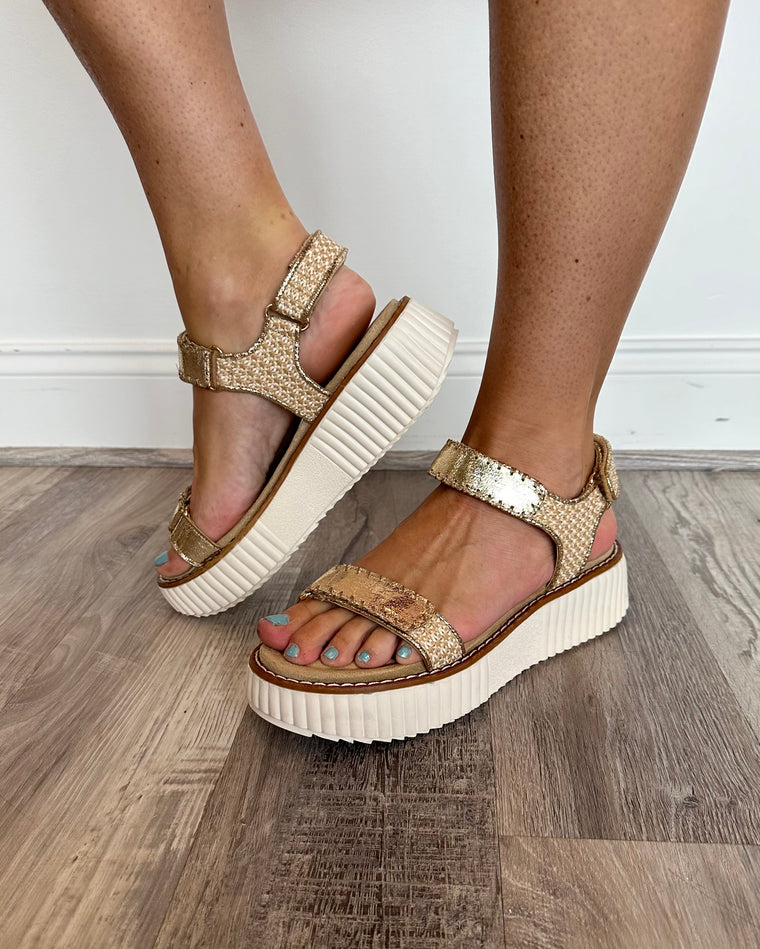 Isabella Gold Platform Sandal