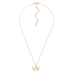 Pearl Heart Bow Pendant Necklace