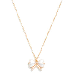 Pearl Heart Bow Pendant Necklace