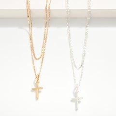 Dainty Layered Cross Pendant Necklace