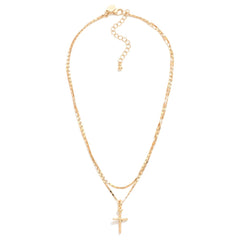 Dainty Layered Cross Pendant Necklace