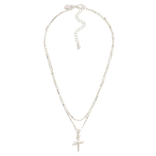 Dainty Layered Cross Pendant Necklace