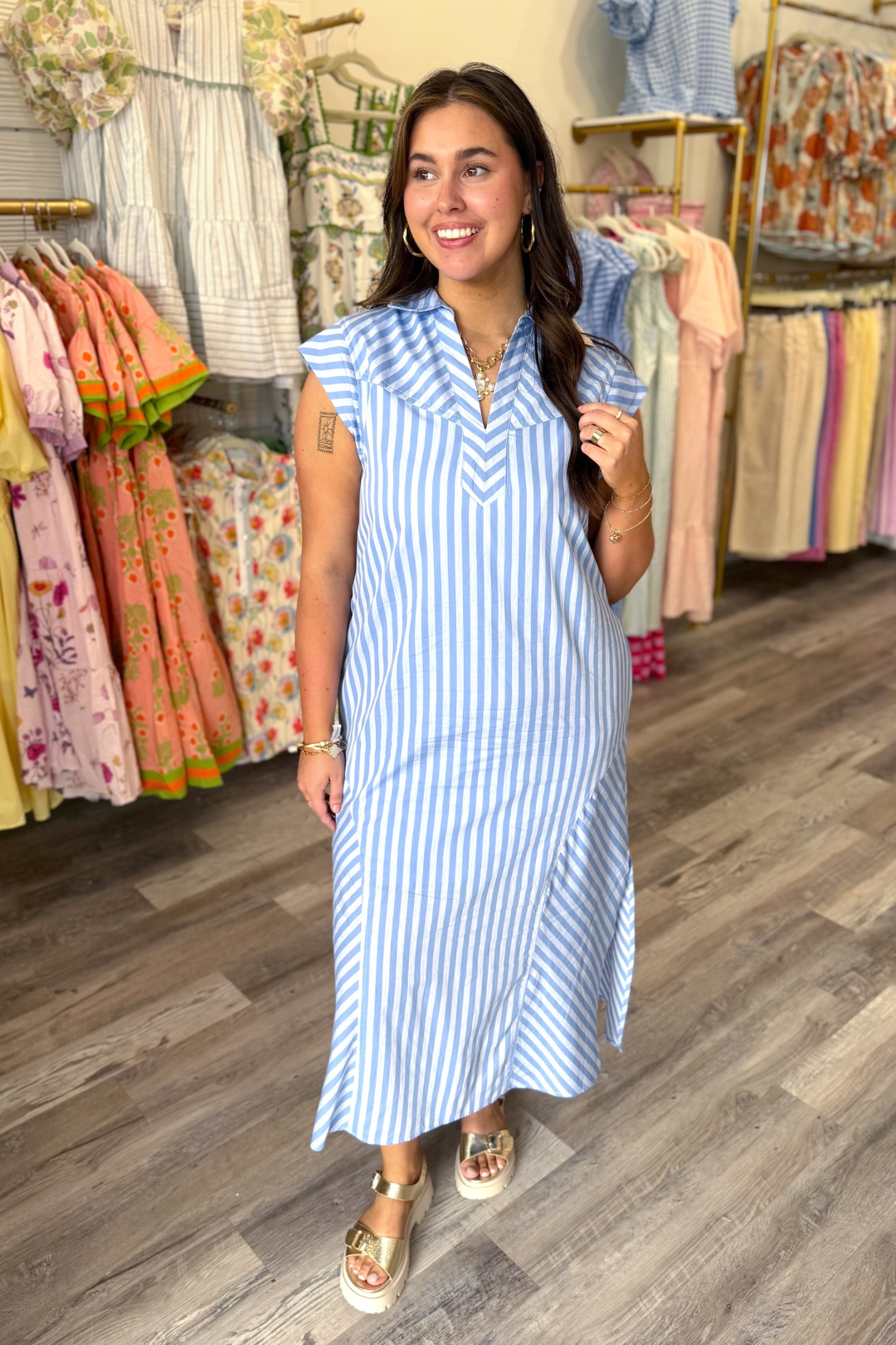 The Sky & Stripe Maxi Dress